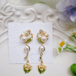 【受注販売】朝露　すずらん　ピアス/イヤリング（elegant ver）