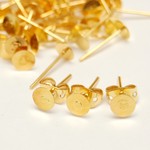 100pcs♪4mm皿付きピアス金具/100個/ゴールド