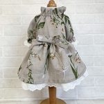 花柄リネン重ね着風ﾜﾝﾋﾟｰｽ
