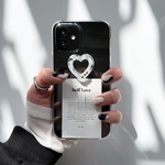 【white】ワンポイントハートiphoneケース【選べるカード】