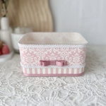 小物入れ☆セパレートBOX ダマスク×ボーダー ピンク