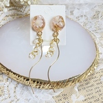 やわらかブラウン♡ロングピアス　イヤリング　ドライフラワー