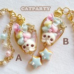 SALEお星様とにゃんこのバッグチャーム【ピンク×ブルー】