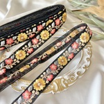 30cm/50cm  インド刺繍リボン  チュール  花柄  ブラック
