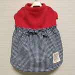 ｷﾞﾝｶﾞﾑﾁｪｯｸﾌﾛﾝﾄﾘﾎﾞﾝ切かえしﾜﾝﾋﾟ（ﾚｯﾄﾞ×ﾈｲﾋﾞｰ） 