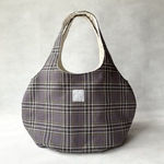 ころりんバッグ　Lサイズ　ショルダー　トートバッグ　＊kororin bag＊軽い＊大きめ＊ざっくり＊タータンチェック＊グレー＊