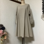 ハーフリネン　ベージュ　ギャザー　タックのチュニック💕