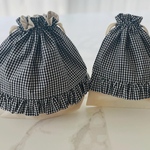 チェックフリル　お弁当袋&コップ入れ