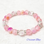 Deep Breath  Flower Pink　ホタルガラス　キャンディジェイド　クラック水晶のブレスレット