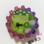 アジサイと黒猫ちゃんレジンヘアゴム★☆　　黒猫レジンネックレス　　　ねこネックレス　　　ネックレス　　　ペンダント　　黒猫　　猫　　ねこ　　　ネコ
