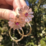 【pink】《2way》flower × gold pentagonring pierce / earring