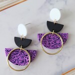 ポリマークレイ❁綺麗色むらさき×ブラック  ピアス