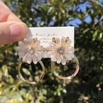 【clear】《2way》flower × gold pentagonring pierce / earring