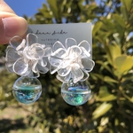 【turquoise blue】《2way》clear flower × water glas pierce / earring