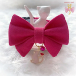 再販‎‪𓍯 ‬🎀 蝶々リボン首輪 🎀 濃ピンク‎‪𓍯 ‬猫ちゃんチャーム付ᰔᩚ (再販作品は受注後製作の為、完成まで10日程度お時間を頂戴致します🙇🏻) ‬