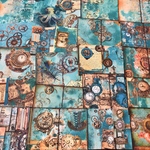 (再販×7)スチームパンクのジャーナルペーパーセット(turquoise)＊コラージュ素材＊ジャンクジャーナル