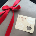 thank you card with apple&lace