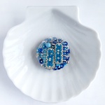 con Azul   Silver Beads Reunion  まるいビーズ刺繍ブローチ