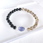 【再販】宝石質アイオライト煌めく✧モリオン6mmとスモーキーアイリスクォーツのお守りブレスレット✧ Iolite × Morion Bracelet