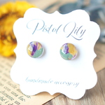 No.51622 ペイント マルチカラー シンプル 樹脂ピアス アレルギー対応 made by PISTOL LILY