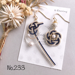 *お花と崩し淡路のアシメピアス*【No.233(再販)】