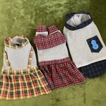 ☆犬服☆ワッフル生地とチェックシャツ＆ワンピース　オーダー　ハンドメイド
