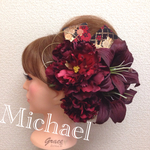 和装ヘッドドレス〜ワインレッド〜