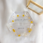 🎈金箔×ミモザと花かんざし　ゴールドガラスケースリングピロー