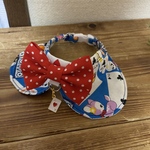 犬・猫の首輪　24～27　cocoちゃん丸襟リボンチョーカー　ブルー・レトロなアニマル・トランプ柄