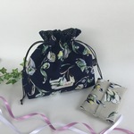 りんどうのまち付き巾着　ネイビー