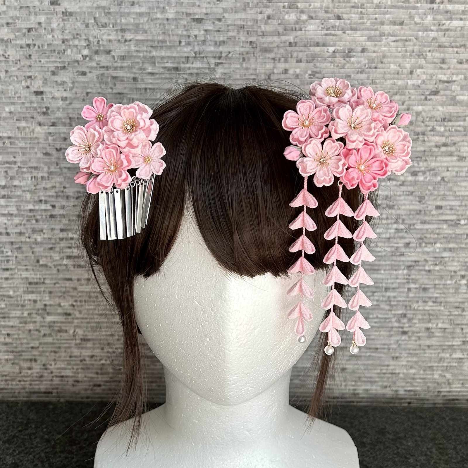 専用　七五三 小さめさん対応　縮緬梅の花簪　櫛平打ち簪　水引ビラ簪　ピンク鹿の子 専用 七五三 小さめさん対応 縮緬梅の花簪 櫛平打ち簪 水引ビラ簪