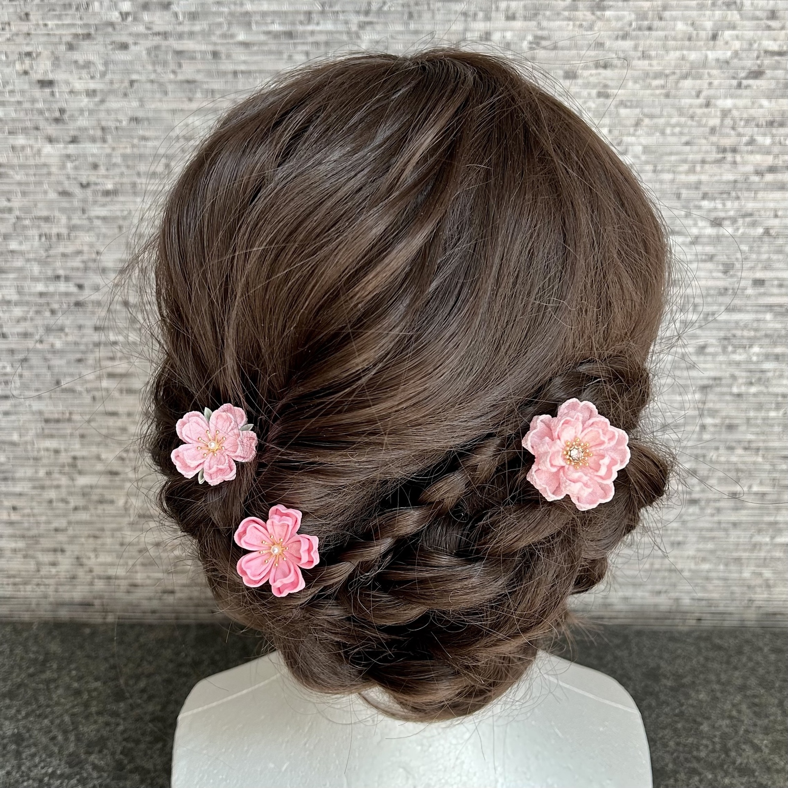 七五三（7歳さん以上向け）桜かんざしセット ピンク つまみ細工
