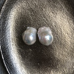 天然パール　淡水バロックパール　ペア　ハンドメイド　虹色