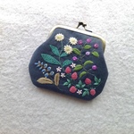 【再販】リネンと刺繍の春のカラフルフラワーのがま口9