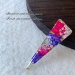 押し花 紫陽花 レジンヘアクリップ ヘアピン 染め紫陽花