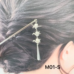M01-S かんざし　三連折鶴　銀ビラかんざし　鶴簪　ツルかんざし　三連鶴簪　銀ビラ簪　シルバー