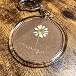 マトリカリア【pressed flower Keyholder】お名前キーホルダー 押し花キーホルダー 筆文字 キーホルダー オーダーメイド 入園入学 ウェディング 誕生日 母の日 父の日 敬老の日 