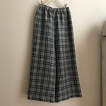 グラフチェックリネンで作ったワイドパンツ