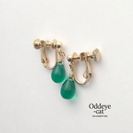 チェコドロップのイヤリング  ティール