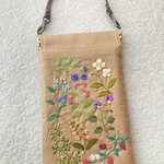 【再販】リネンと刺繍のスマホケース　メガネケース