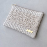 flat pouch M /インド刺繍リボンのフラットポーチ