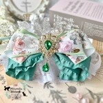 【B上品な生地♡フリルたっぷりアンティーク柄お花シリーズ‪‪❤︎‬お洒落チョーカー】やわらかシフォン生地 ペット用 撮影 イベント プレゼントにも