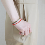 真鍮バングル「coral+materials」レザーコード　珊瑚　天然石　ブレスレット