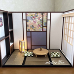 ドールハウス モダンな和室  ハンドメイド   背景ボード