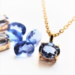 【残り5】宝石用ルース　ブルーフローライト　（カラーチェンジ）　オーバル　サージカルステンレス40cmネックレス 