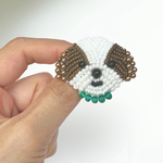 【一点物】シーズーのビーズ刺繍ブローチ