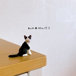 猫　ネコ　ハチワレ　ミニチュア　フィギュア　置物　粘土　オブジェ