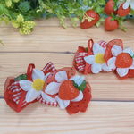 ワンコ用バレッタ♡strawberry🍓ギンガム✧︎NO.2