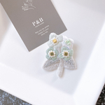 【新作】淡淡 greenFlower ビーズ刺繍ブローチ