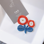 【新作】redFlower 花 ビーズ刺繍ブローチ